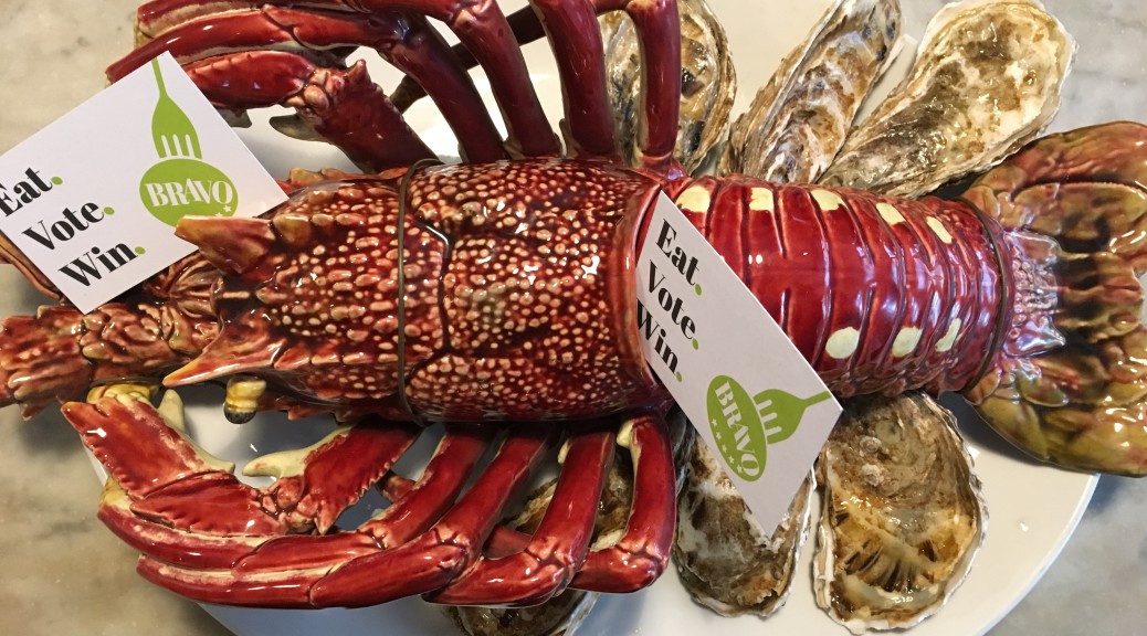 Vote for English's of Brighton in the BRAVO Awards. China lobster with BRAVO card
