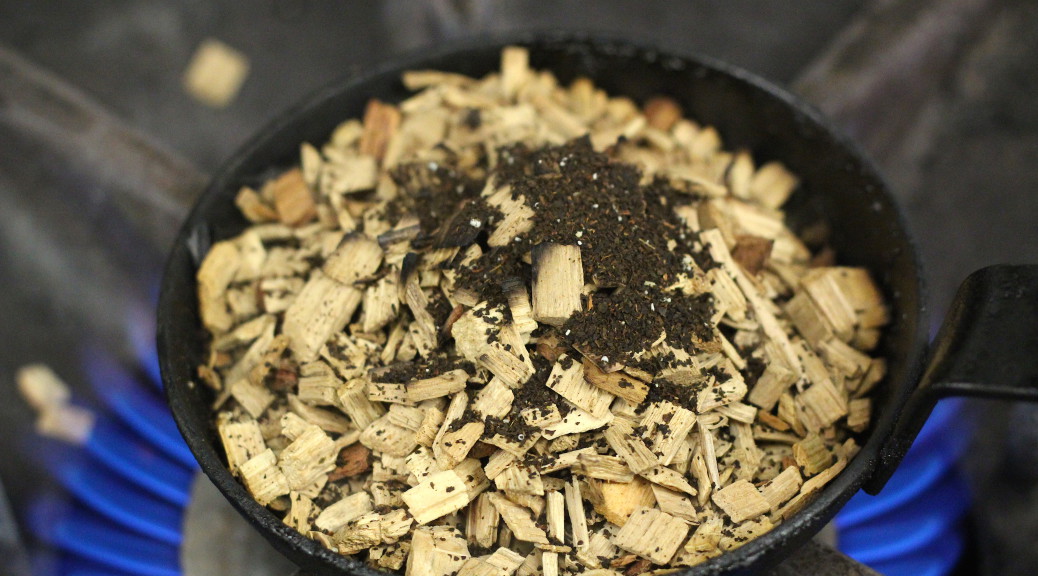 Burning wood with tea