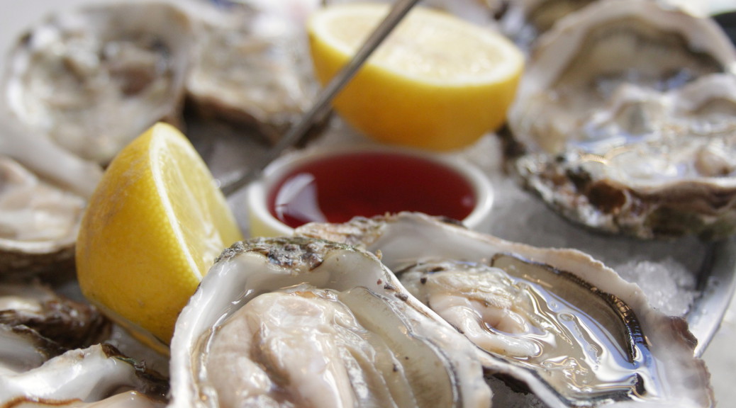 platter of rock and native oysters